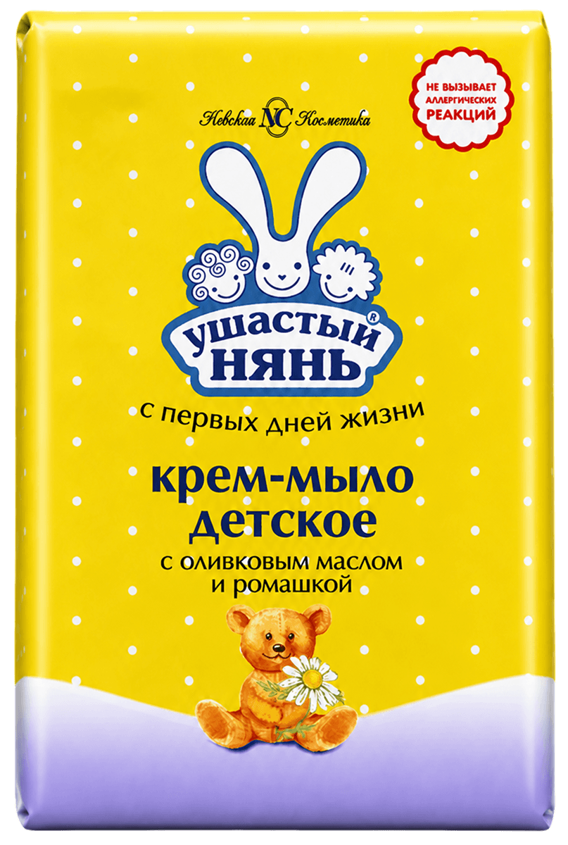 Крем-мыло детское с оливковым маслом и ромашкой Ушастый нянь 90 г